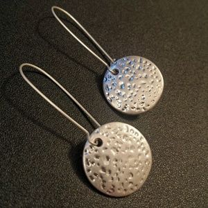 Silver Full Moon Disc Earrings